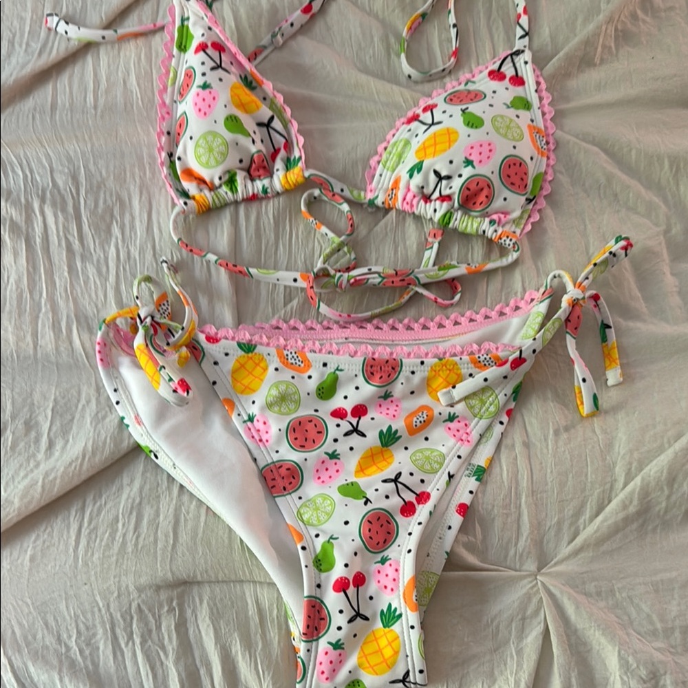 Colorful Fruit Print Bikini Set